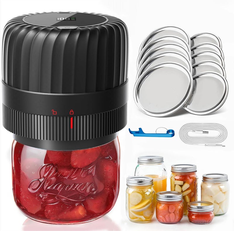 KITOOL Electric Mason Jar Vacuum Sealer Kit for Wide-Mouth & Regular-Mouth Mason Jars, Food Saver Vacuum Canning Sealer Machine Includes 10 Jar Lids - Image 1